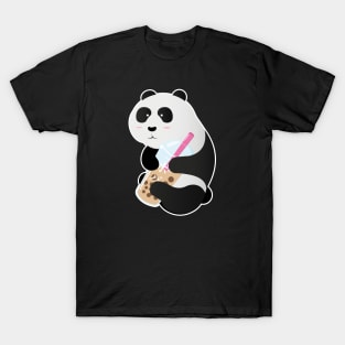 Kawaii Panda Hugging Bubble Tea. T-Shirt